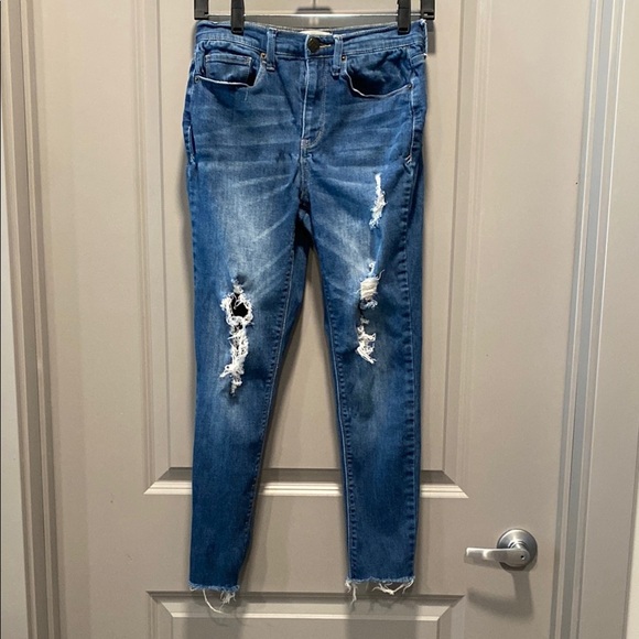 Mudd Blue Skinny Jeans | Distressed | 24” Inseam Size 7 - Picture 1 of 8